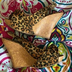 Leopard Print wedges Size 9